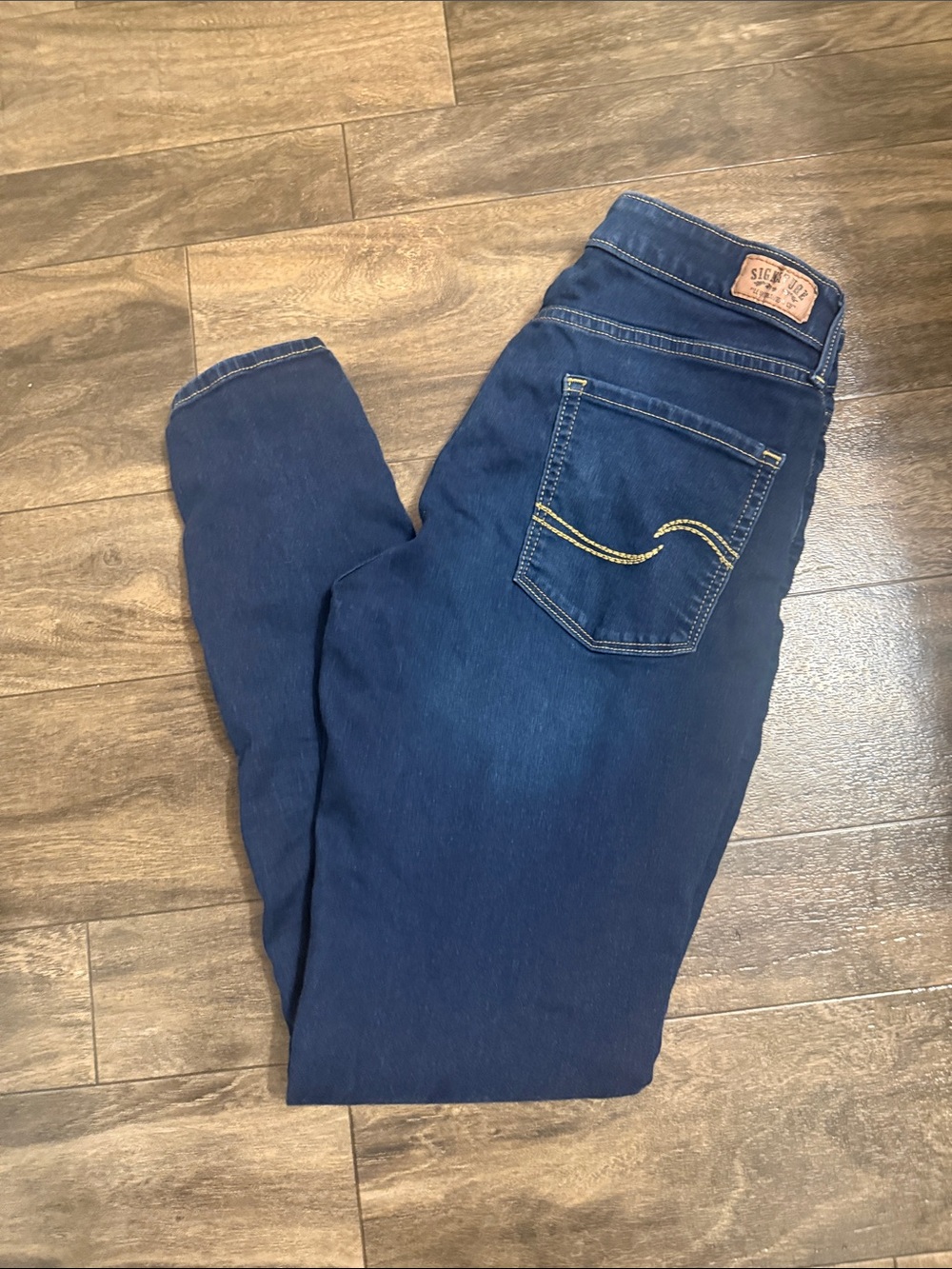 Signature by Levi Strauss Dark Navy Skinny Jeans with Yellow Stitching